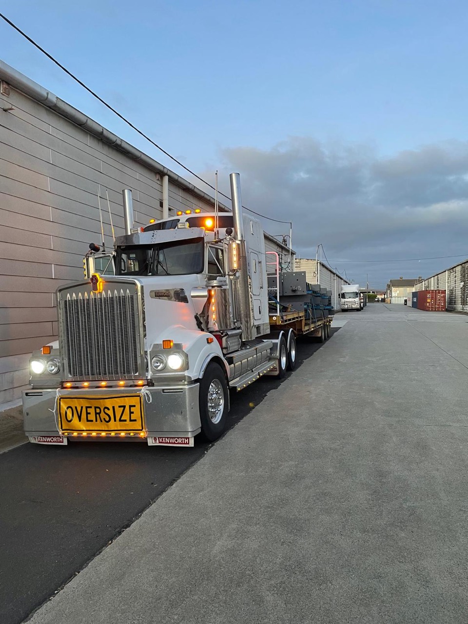 Heavy transport truck carrying industrial equipment in Australia